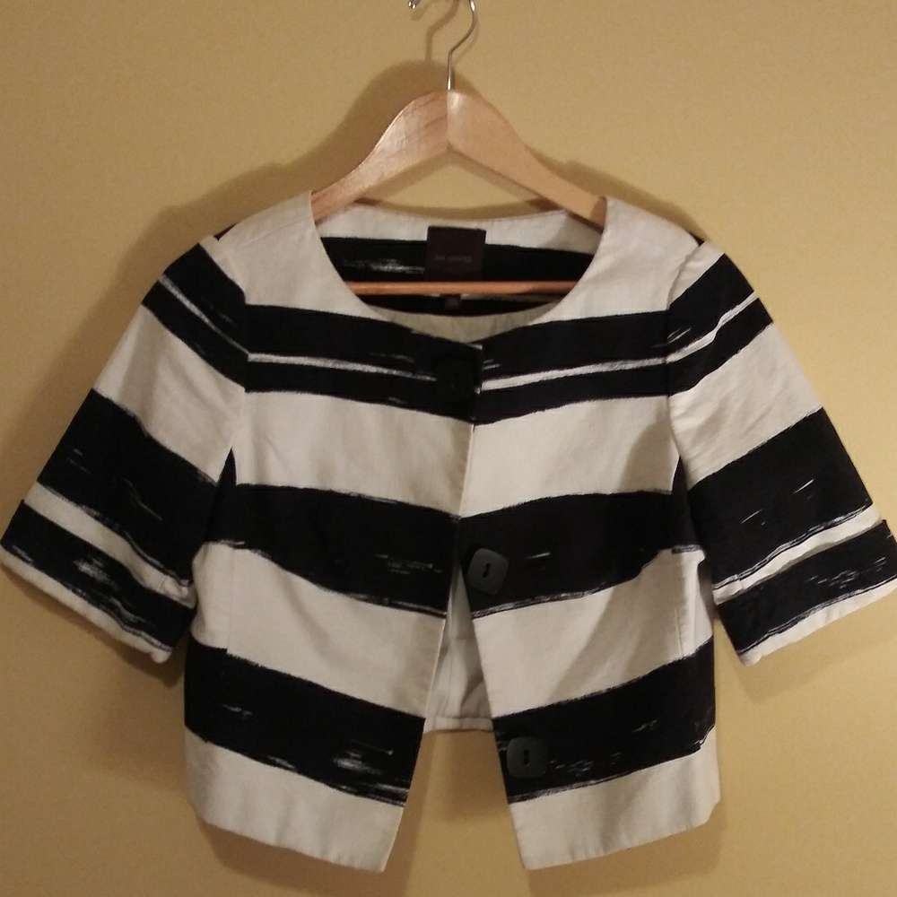 The Limited jacket black white stripes